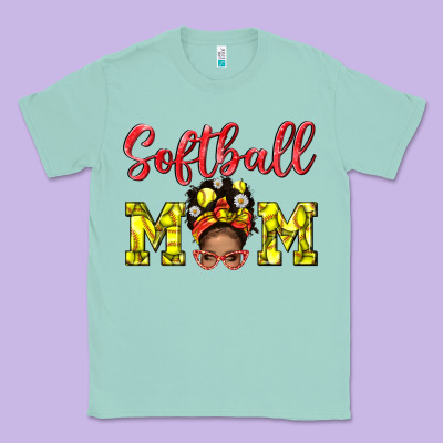 Softball Mom And Afro Messy Bun Mom Classic Tee Designed By Bundleandbundleshop