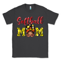 Smoke Softball Mom And Afro Messy Bun Mom Classic Tee - BundleAndBundleShop