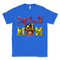 True Royal Softball Mom And Afro Messy Bun Mom Classic Tee - BundleAndBundleShop