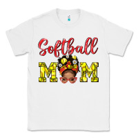 White Softball Mom And Afro Messy Bun Mom Classic Tee - BundleAndBundleShop