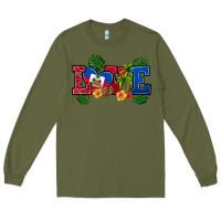 Army Green love haitian republic Long Sleeve Tee - RanaPortraitStore