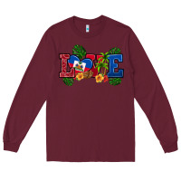 Burgundy love haitian republic Long Sleeve Tee - RanaPortraitStore