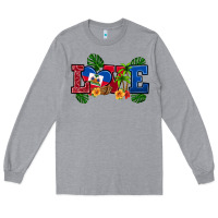 Heather Grey love haitian republic Long Sleeve Tee - RanaPortraitStore