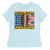 Baby Blue American football and america Ladies Tee - NancyCooperArtShop