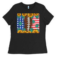 Black American football and america Ladies Tee - NancyCooperArtShop