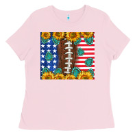 Bubblegum Pink American football and america Ladies Tee - NancyCooperArtShop