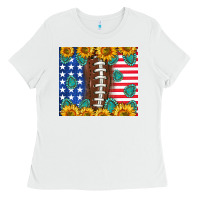 White American football and america Ladies Tee - NancyCooperArtShop