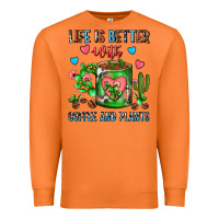 Carrot Life Is Better With Coffee And Plants Cactus Coffe Premium Sweatshirt - FaDigitalArtStudio