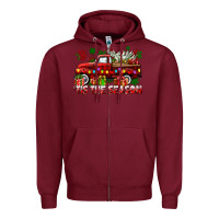 Burgundy tis the season christmas truck Zipper Hoodie - CowGirlArtShop