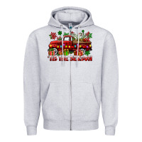 Heather Grey tis the season christmas truck Zipper Hoodie - CowGirlArtShop