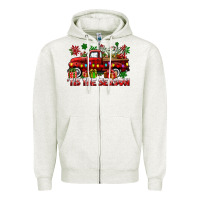 Oatmeal Heather tis the season christmas truck Zipper Hoodie - CowGirlArtShop