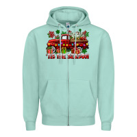 Seafoam tis the season christmas truck Zipper Hoodie - CowGirlArtShop