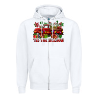 White tis the season christmas truck Zipper Hoodie - CowGirlArtShop