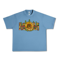 Pebble Blue Western Mom With Sunflower Urban Heavy Tee - BundleAndBundleShop