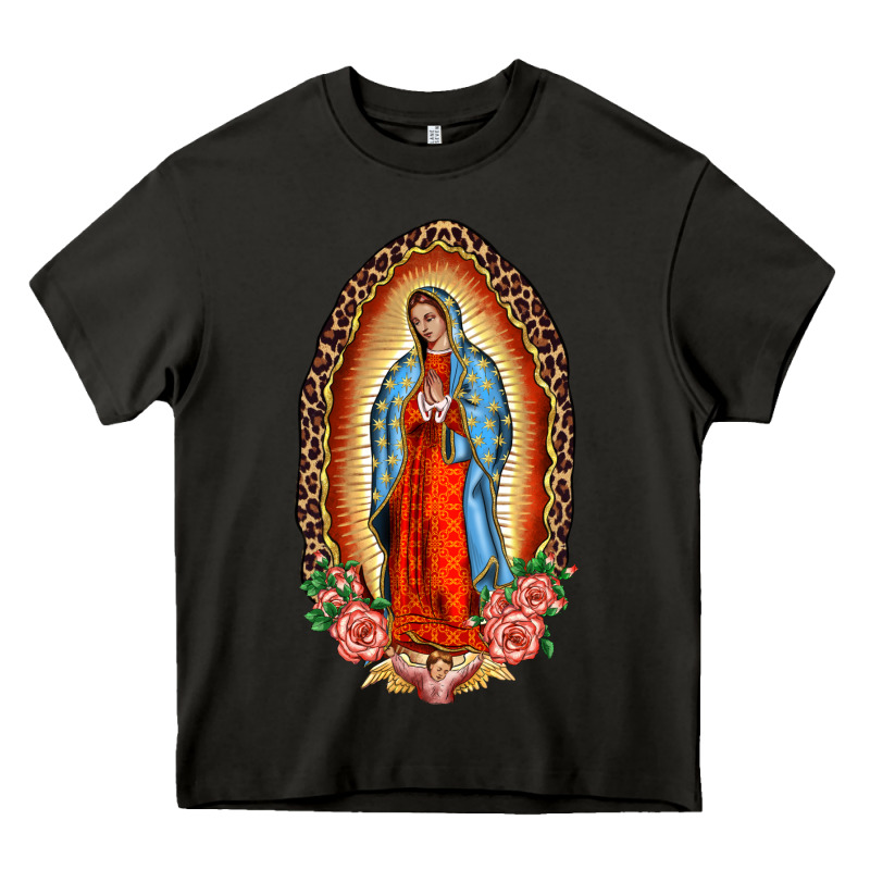 Our Lady Of Guadalupe Leopard And Roses Heavy Core Tee by BarkalooDesign | Teevron