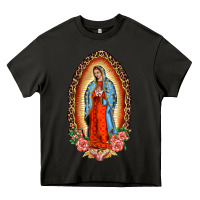 Asphalt our lady of guadalupe leopard and roses Heavy Core Tee - BarkalooDesign