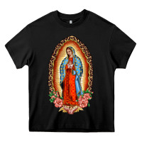 Black our lady of guadalupe leopard and roses Heavy Core Tee - BarkalooDesign