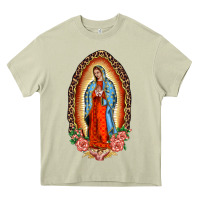 Mossy our lady of guadalupe leopard and roses Heavy Core Tee - BarkalooDesign