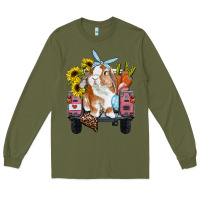 Army Green Easter truck with bunny sunflowers and eggs Long Sleeve Tee - RanaPortraitStore