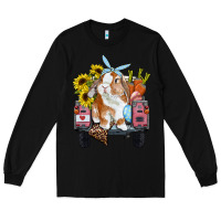 Black Easter truck with bunny sunflowers and eggs Long Sleeve Tee - RanaPortraitStore