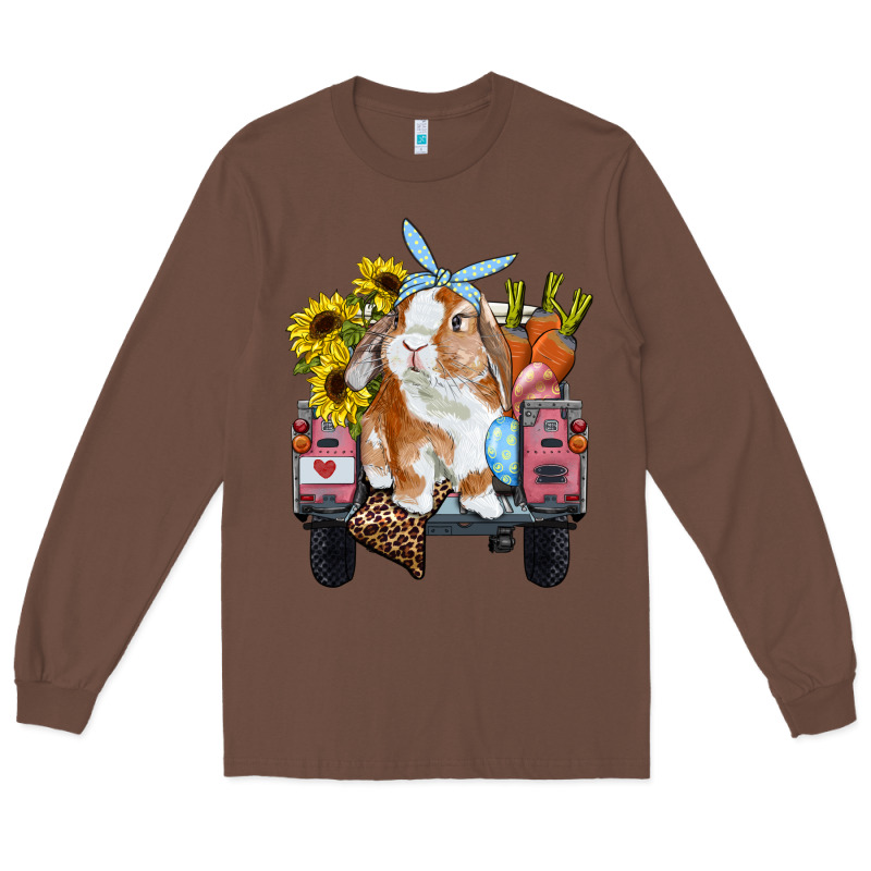 Easter Truck With Bunny Sunflowers And Eggs Long Sleeve Tee by RanaPortraitStore | Teevron