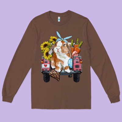 Easter Truck With Bunny Sunflowers And Eggs Long Sleeve Tee Designed By Ranaportraitstore