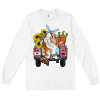 White Easter truck with bunny sunflowers and eggs Long Sleeve Tee - RanaPortraitStore