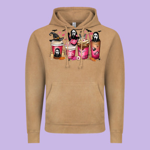 Scream Coffee Cups Vintage Hoodie Designed By Maliassmallbusiness