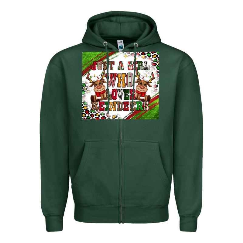 Just A Girl Who Loves Reindeer Zipper Hoodie by CowGirlArtShop | Teevron
