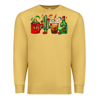 Antique Gold Mexico Coffee Cups With Cactus And Tequila Bottle Premium Sweatshirt - FaDigitalArtStudio