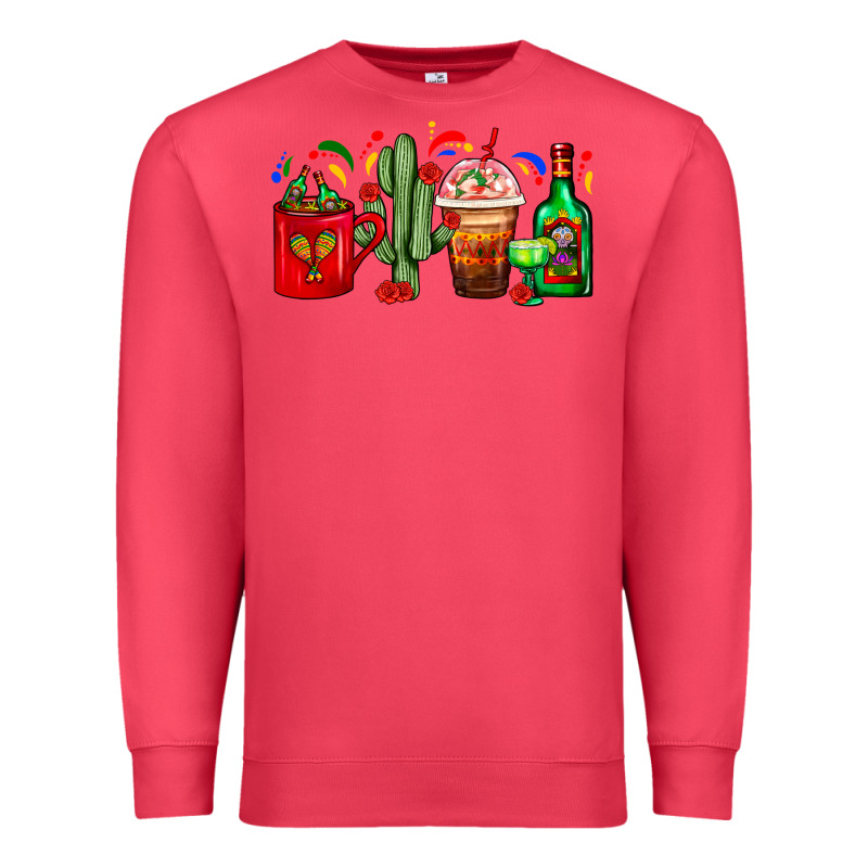 Mexico Coffee Cups With Cactus And Tequila Bottle Premium Sweatshirt by FaDigitalArtStudio | Teevron