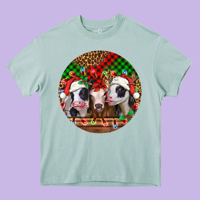 Christmas Heifers Christmas Heavy Core Tee Designed By Jasminsmagicworld