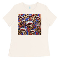 Bone american flag lips leopard Ladies Tee - NancyCooperArtShop