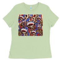 Matcha american flag lips leopard Ladies Tee - NancyCooperArtShop