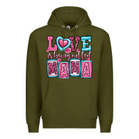 Army Green love is being called mama Premium Hoodie - OliviaCreatesArt
