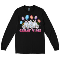 Black Easter Vibes with Bunny and Eggs Long Sleeve Tee - RanaPortraitStore