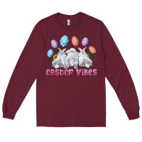 Burgundy Easter Vibes with Bunny and Eggs Long Sleeve Tee - RanaPortraitStore