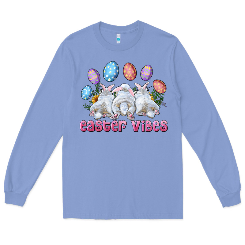 Easter Vibes With Bunny And Eggs Long Sleeve Tee by RanaPortraitStore | Teevron