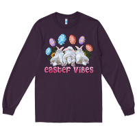 Plum Easter Vibes with Bunny and Eggs Long Sleeve Tee - RanaPortraitStore