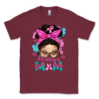 Burgundy Warrior Mom Messy Bun With Flowers Classic Tee - BundleAndBundleShop