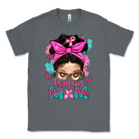 Charcoal Heather Warrior Mom Messy Bun With Flowers Classic Tee - BundleAndBundleShop