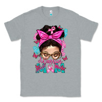 Heather Grey Warrior Mom Messy Bun With Flowers Classic Tee - BundleAndBundleShop