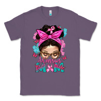 Lavender Warrior Mom Messy Bun With Flowers Classic Tee - BundleAndBundleShop