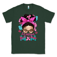 Sports Green Warrior Mom Messy Bun With Flowers Classic Tee - BundleAndBundleShop