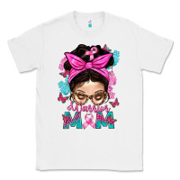 White Warrior Mom Messy Bun With Flowers Classic Tee - BundleAndBundleShop