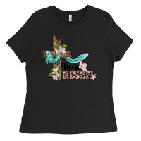 Black he is risen cross Ladies Tee - BarkalooDesign