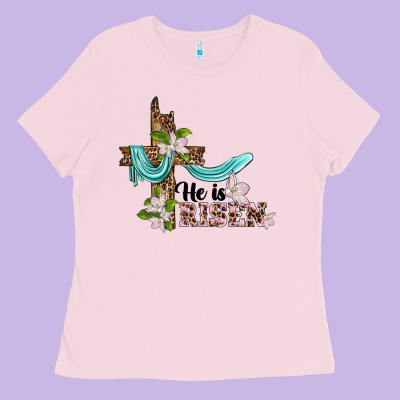 He Is Risen Cross Ladies Tee Designed By Barkaloodesign
