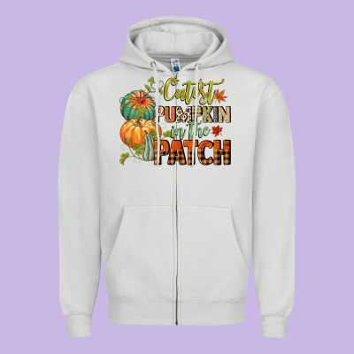 Cutest Pumpkin In The Patch Zipper Hoodie Designed By Cowgirlartshop