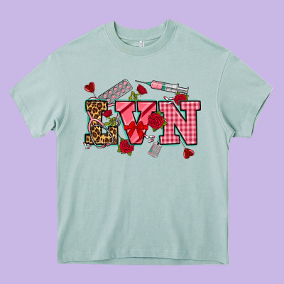 Valentines Day Lvn Heavy Core Tee Designed By Nancycooperartshop