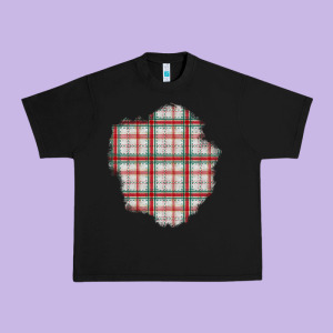 Christmas Tartan Patch Urban Heavy Tee Designed By Bundleandbundleshop